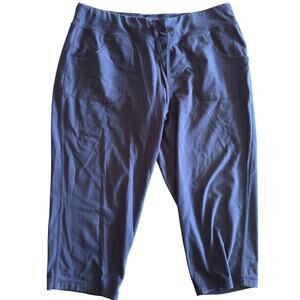 Athletic Works Blue Wide Leg Pull On Capri Pants Tie Waist, Pockets Size XL